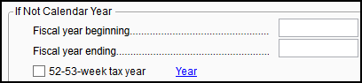 Image of "If not calendar year" section on screen 1